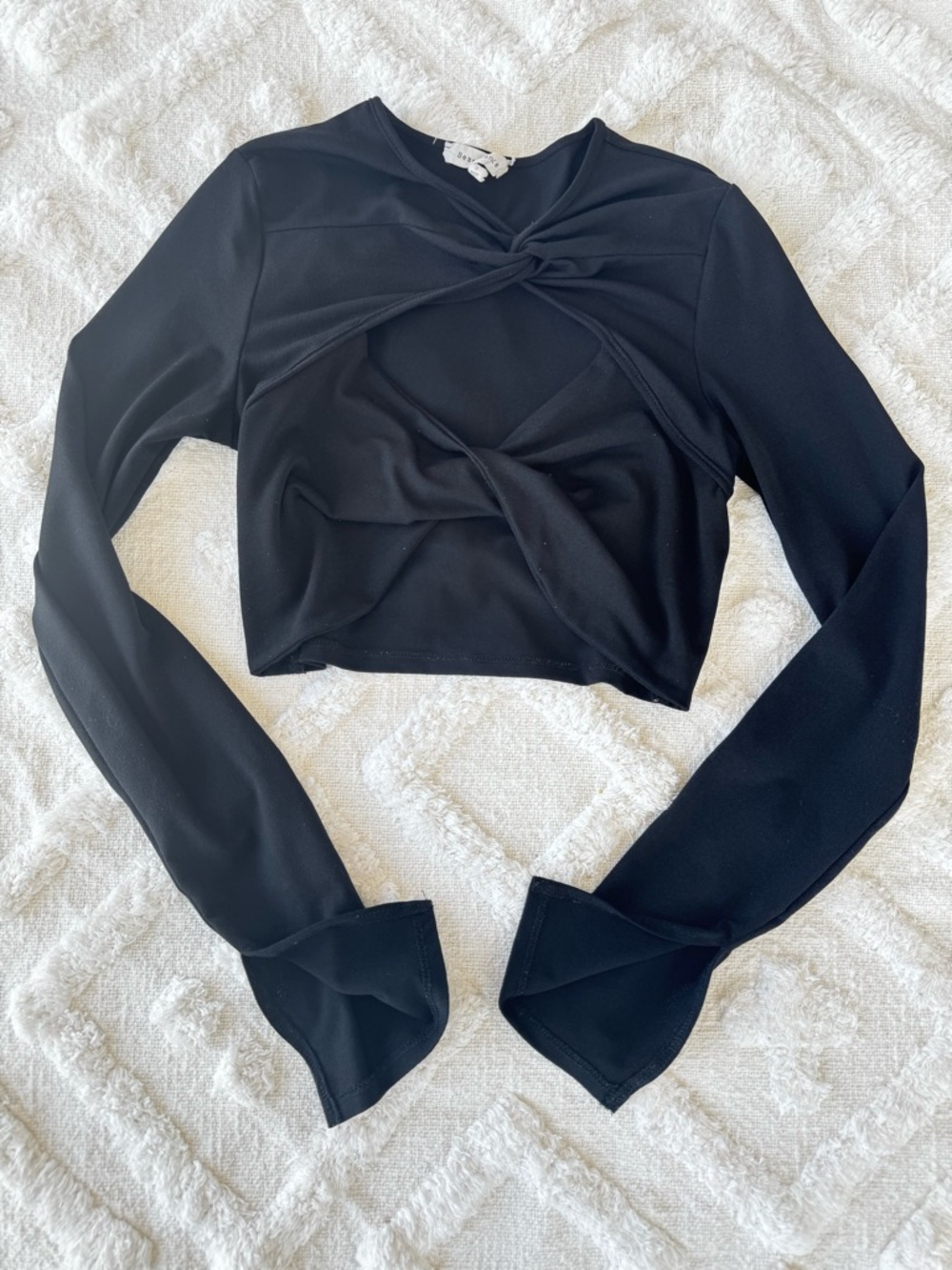 Twist-Front Long-Sleeve Crop Top